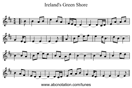 Ireland's Green Shore - staff notation