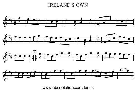 IRELAND'S OWN - staff notation