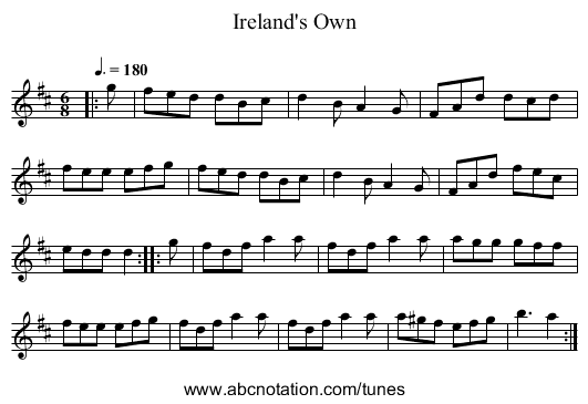 Ireland's Own - staff notation