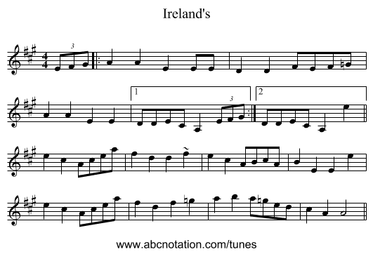 Ireland's - staff notation