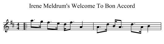 Irene Meldrum's Welcome To Bon Accord - staff notation