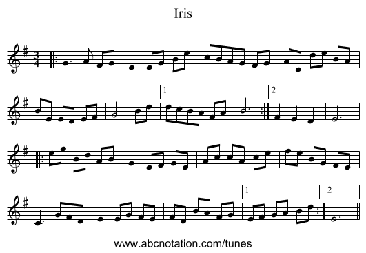 Iris - staff notation