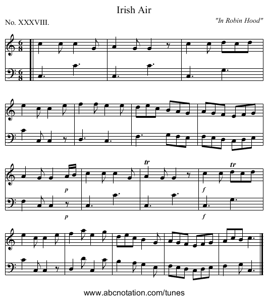 Irish Air - staff notation