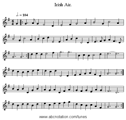 Irish Air. - staff notation