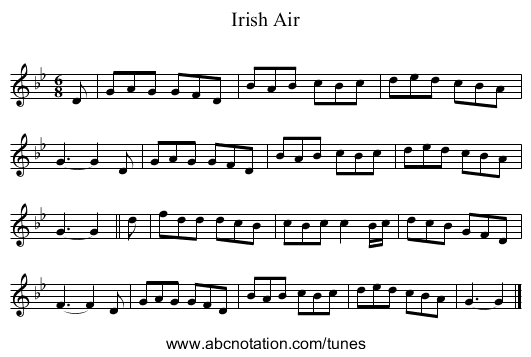 Irish Air - staff notation