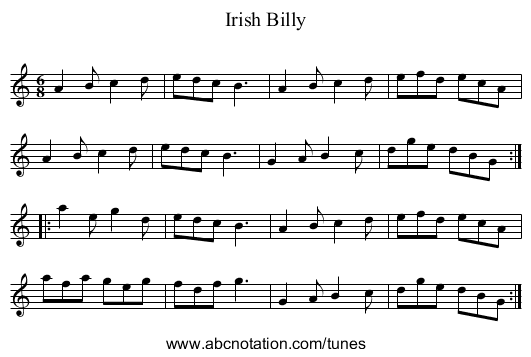 Irish Billy - staff notation