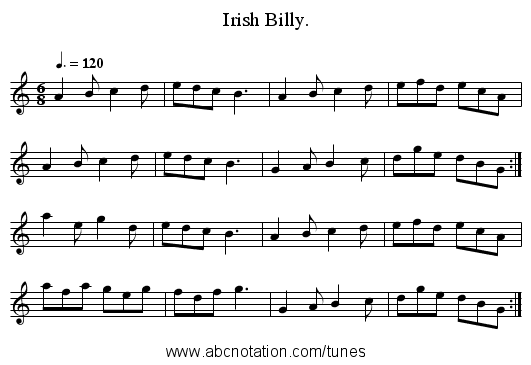 Irish Billy. - staff notation