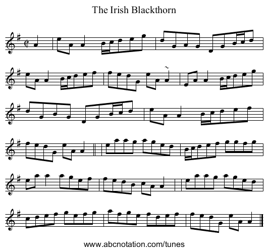 Irish Blackthorn, The - staff notation