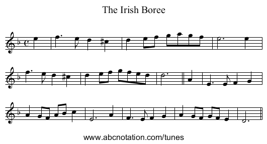 Irish Boree, The - staff notation