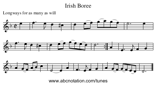 Irish Boree - staff notation