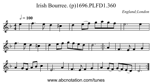 Irish Bourree. (p)1696.PLFD1.360 - staff notation