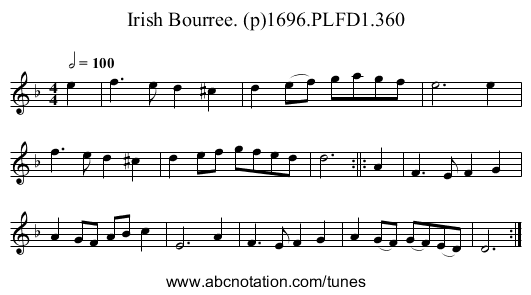 Irish Bourree. (p)1696.PLFD1.360 - staff notation