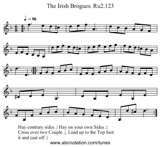 Irish Brogues. Ru2.123, The - staff notation