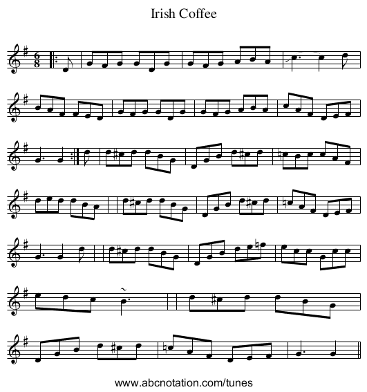 Irish Coffee - staff notation