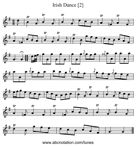 Irish Dance [2] - staff notation
