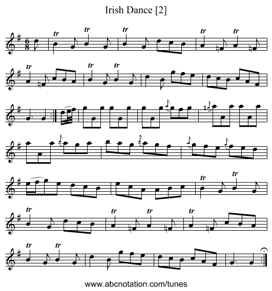 Irish Dance [2] - staff notation