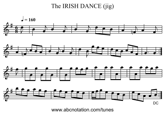 IRISH DANCE (jig), The - staff notation