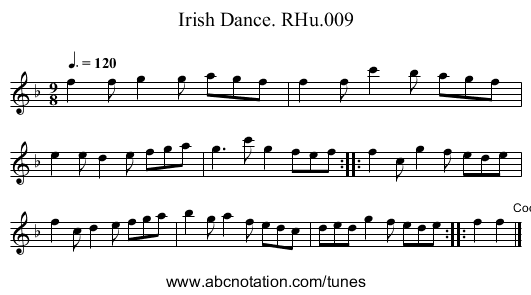 Irish Dance. RHu.009 - staff notation