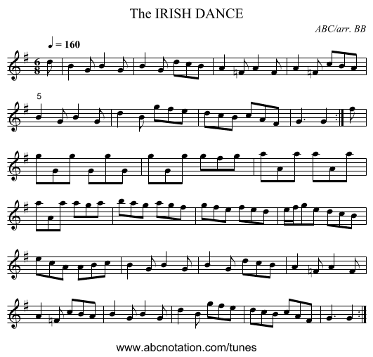 IRISH DANCE, The - staff notation