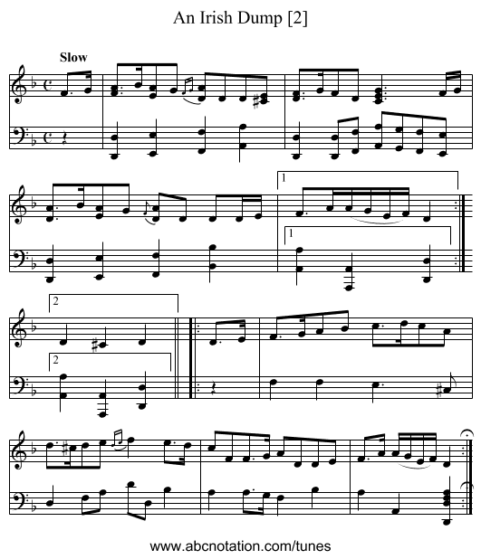 Irish Dump [2], An - staff notation