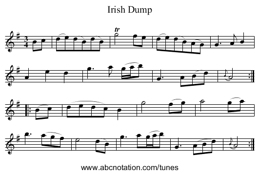 Irish Dump - staff notation
