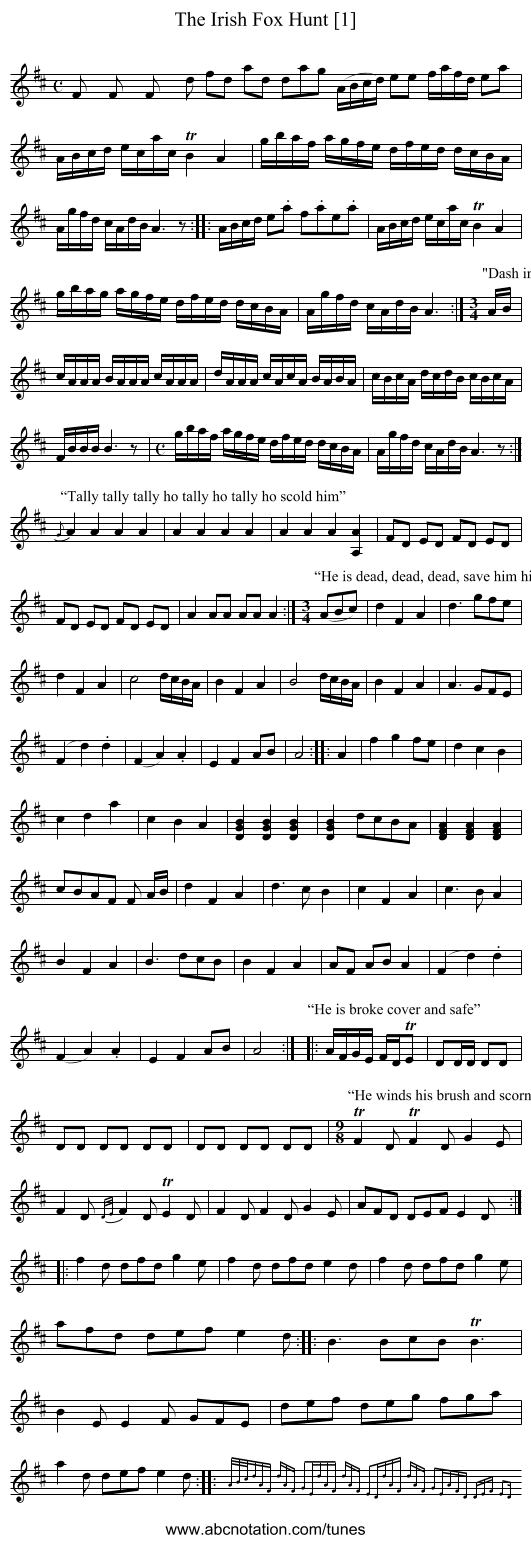Irish Fox Hunt [1], The - staff notation