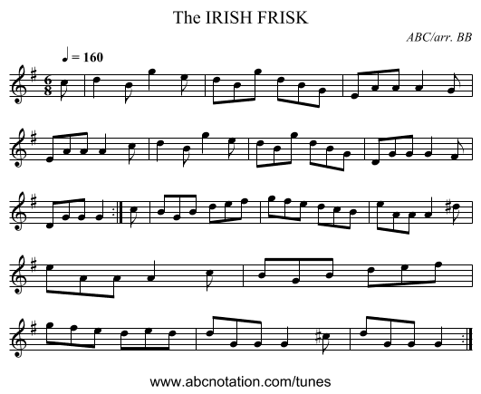IRISH FRISK, The - staff notation