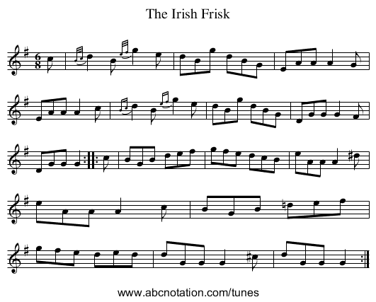 Irish Frisk, The - staff notation
