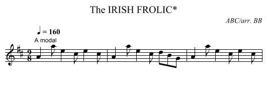 IRISH FROLIC*, The - staff notation