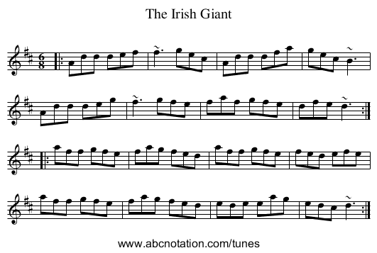 Irish Giant, The - staff notation