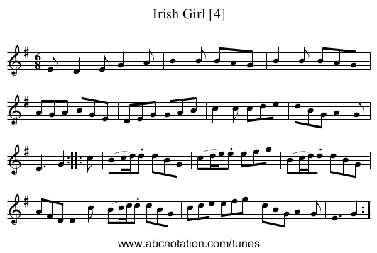 Irish Girl [4] - staff notation
