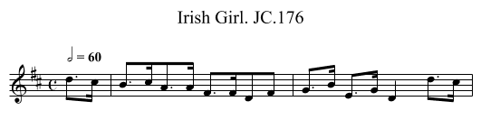 Irish Girl. JC.176 - staff notation