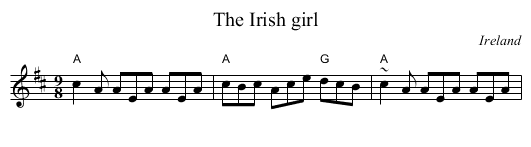 Irish girl, The  - staff notation