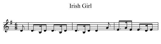 Irish Girl - staff notation
