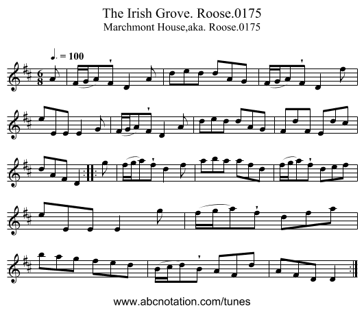 Irish Grove. Roose.0175, The - staff notation