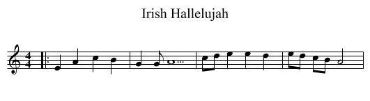 Irish Hallelujah - staff notation