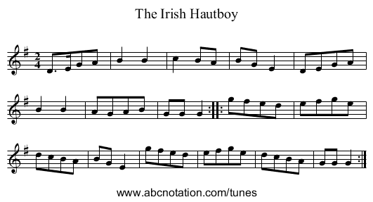 Irish Hautboy, The - staff notation