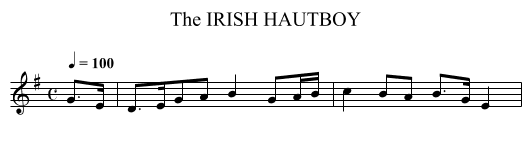 IRISH HAUTBOY, The - staff notation