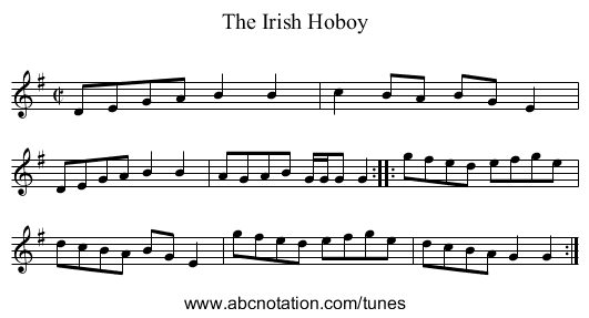 Irish Hoboy, The - staff notation