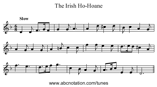 Irish Ho-Hoane, The - staff notation