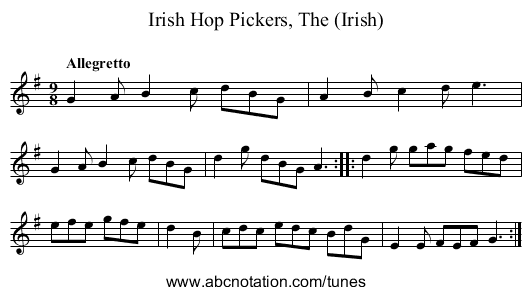 Irish Hop Pickers, The (Irish) - staff notation