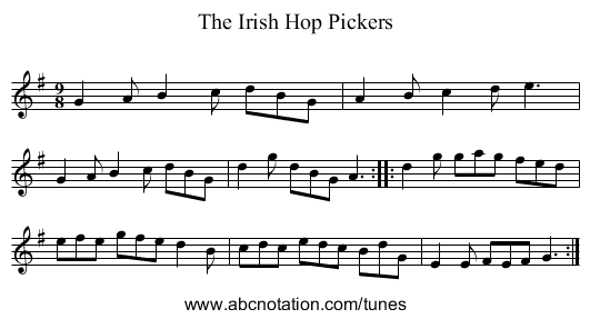 Irish Hop Pickers, The - staff notation