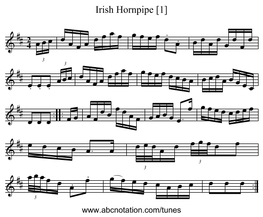 Irish Hornpipe [1] - staff notation