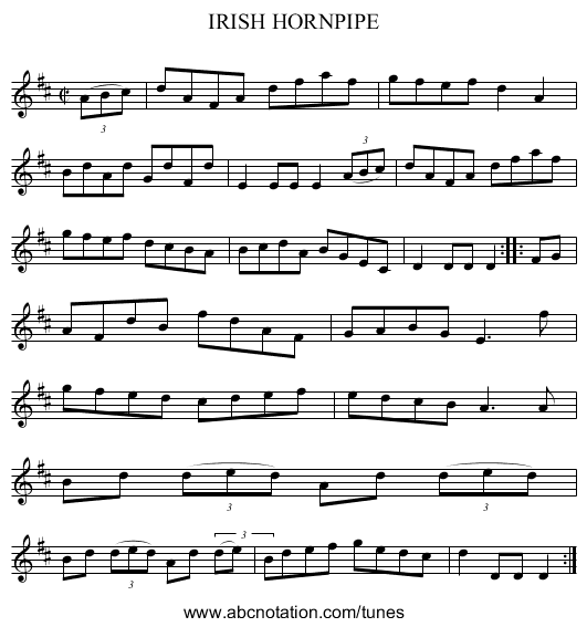 IRISH HORNPIPE - staff notation