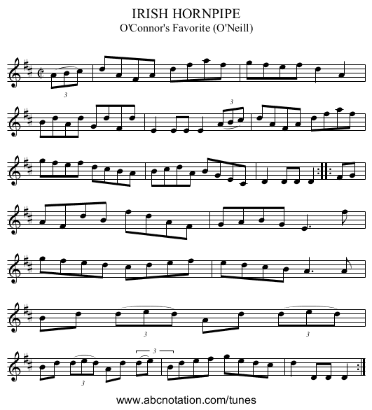 IRISH HORNPIPE - staff notation