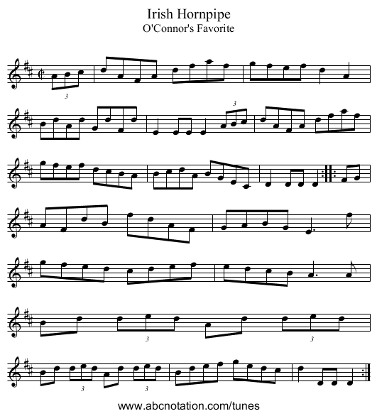 Irish Hornpipe - staff notation