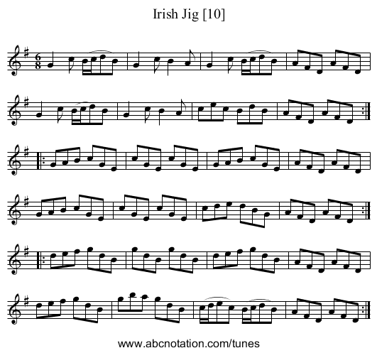 Irish Jig [10] - staff notation