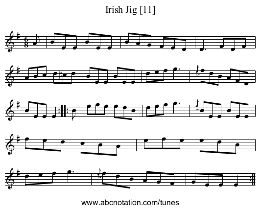 Irish Jig [11] - staff notation