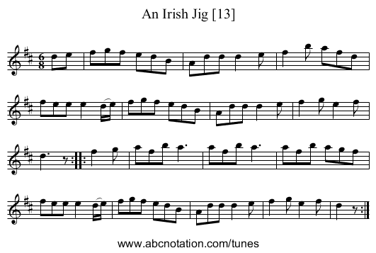 Irish Jig [13], An - staff notation