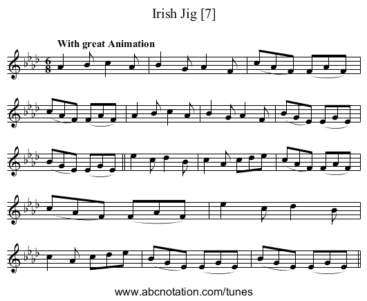 Irish Jig [7] - staff notation